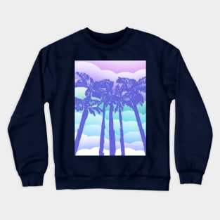 Retro Blue Palm Trees Crewneck Sweatshirt